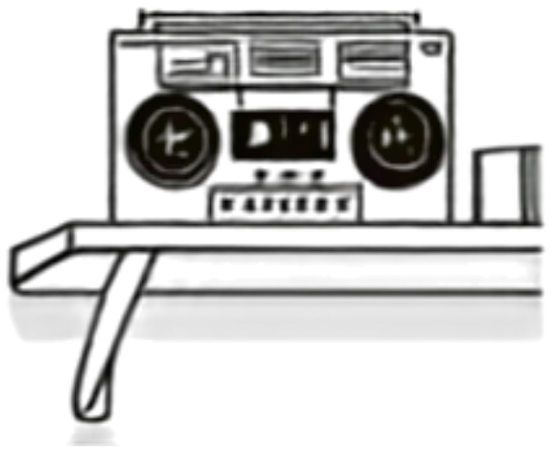 A cassette radio on a table edge